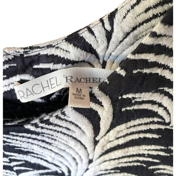 Rachel Roy Size M Black & White Palm Leaf Sleeveless Back Zip Sheath Mini Dress - Picture 2 of 7